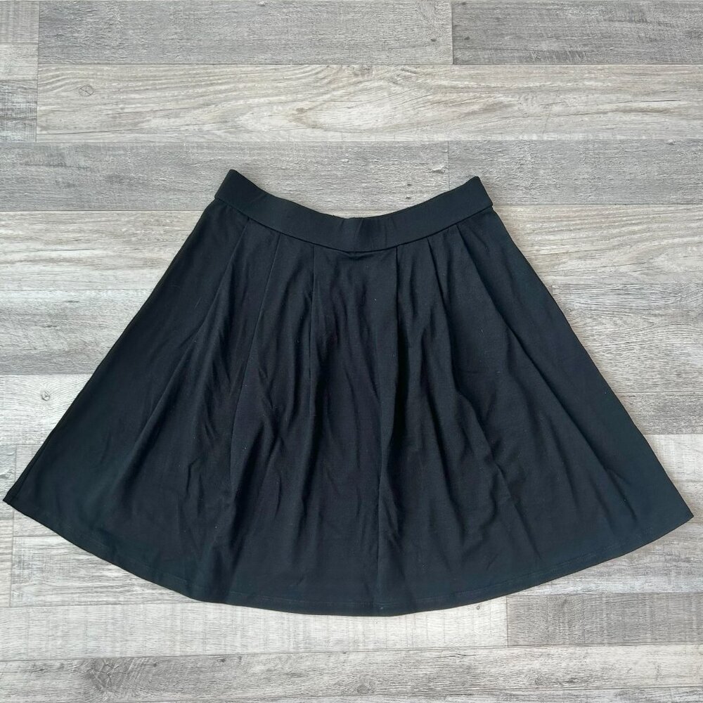 Eileen Fisher womens black skirt pleated pull stretch jersey small petite S7